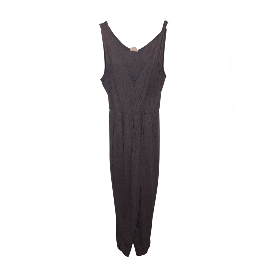 Mia Joy Brittany Gray Knit Sleeveless Faux Wrap Jumpsuit L
